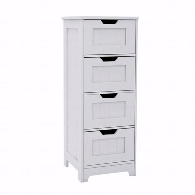 White 4-Drawer Bathroom Storage Cabinet with UV Paint Finish
