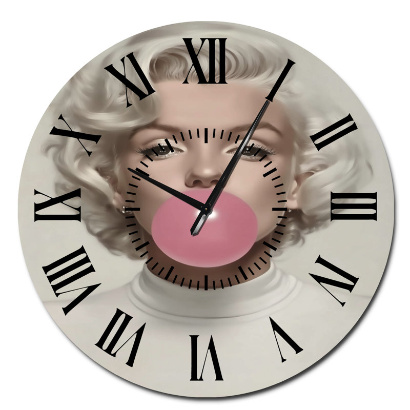 Portrait pop art de Marilyn rose - Horloge murale glamour en métal, Surdimensionné
