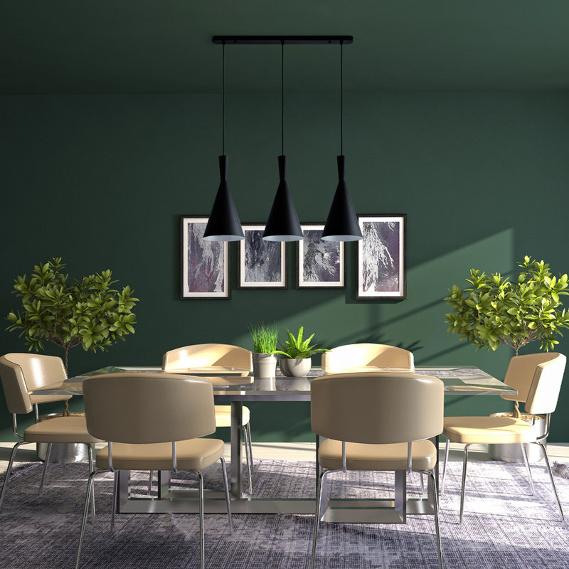 Cone pendant lamp 3-light Lido, Black