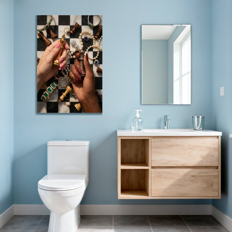 Fashion Chess Board, bijoux, mains, pièces d'échecs, H 18 po x l 12 po