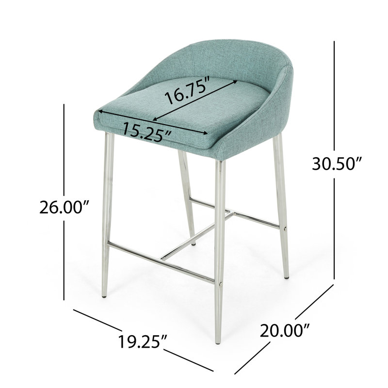 Tabouret de comptoir rembourré 26 po Shounda, Sarcelle