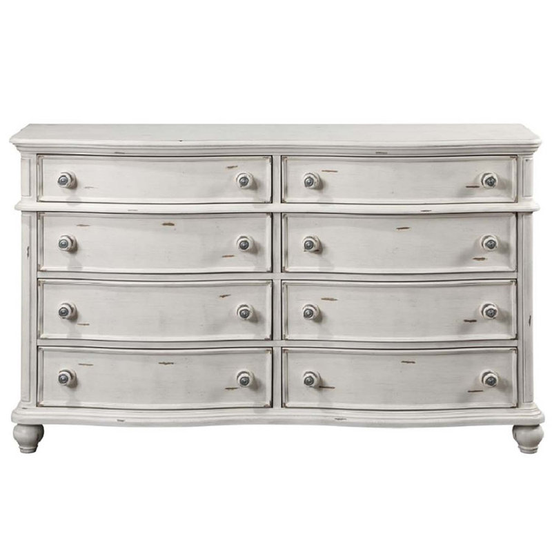 Commode 8 tiroirs Jaqueline, finition blanc antique