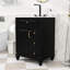 Meuble-lavabo autoportant classique avec lavabo en céramique, tablette réglable et grand rangement-638999689