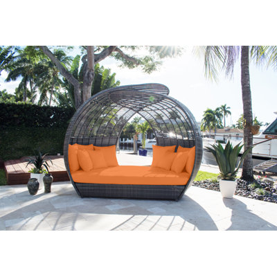 Banyan 73'' High-Density Polyethylene (HDPE) Wicker Outdoor Patio Daybed