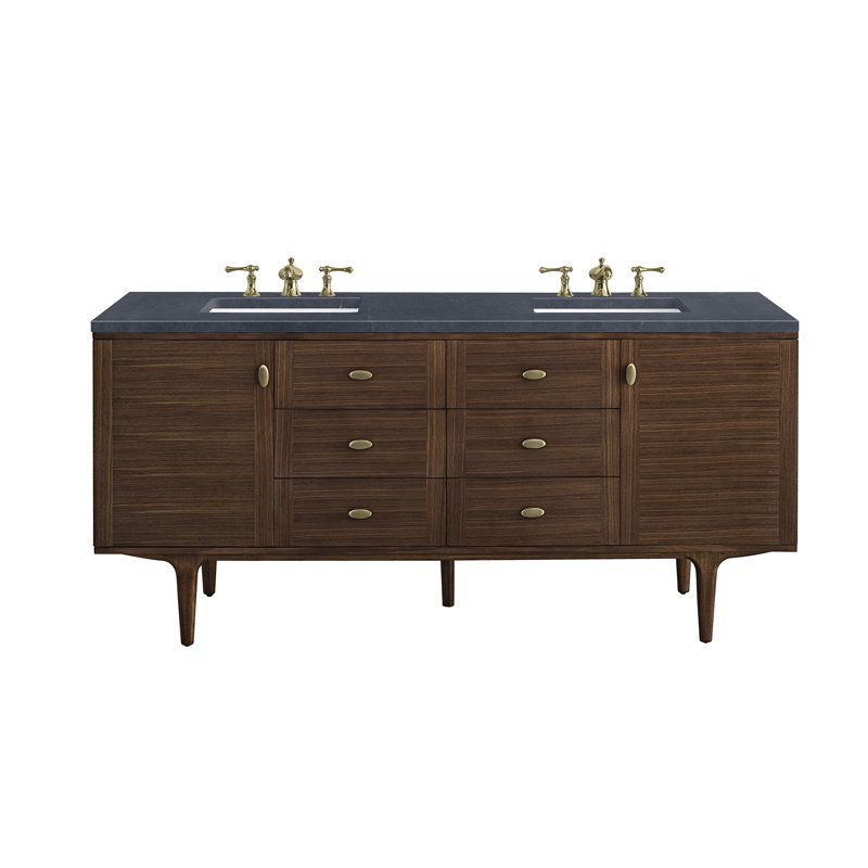 Amberly 60" Double Bathroom Vanity Set, Charcoal Soapstone, 8" Widespread, 72"