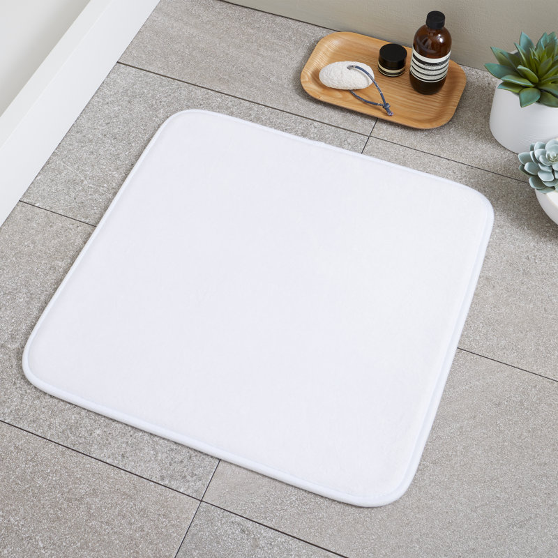 Anti-Bacterial Memory Foam Shower Mat, White