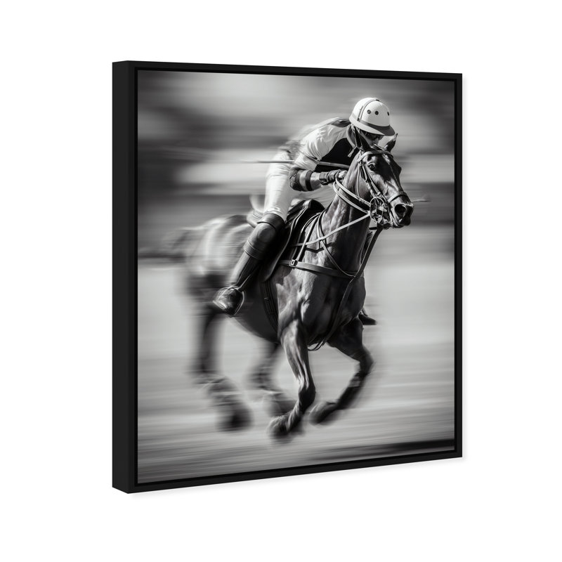 Streaking Steed BW Print by Oliver Gal, 17"H x 21"W, Black Floater Frame