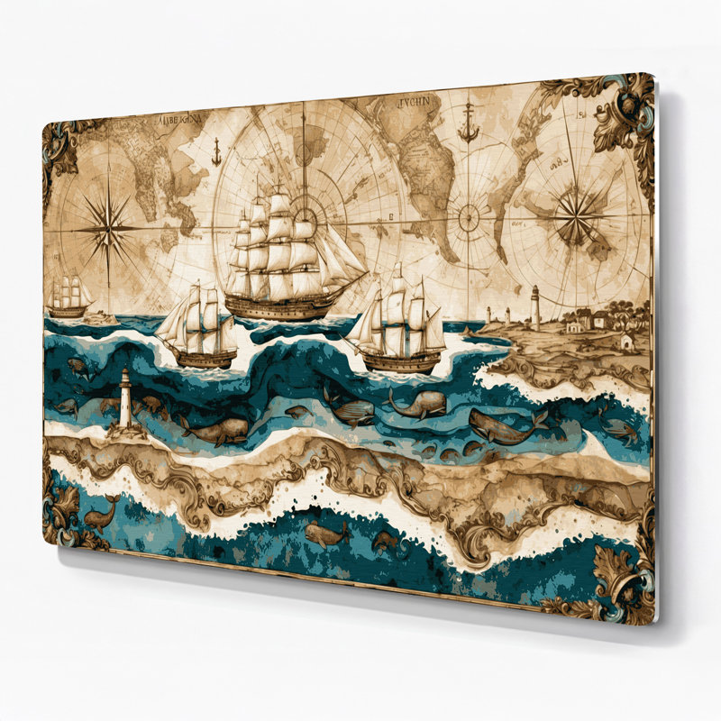 Coastal Naval Design Plus Beige Metal Wall Art, 11" H x 14" W