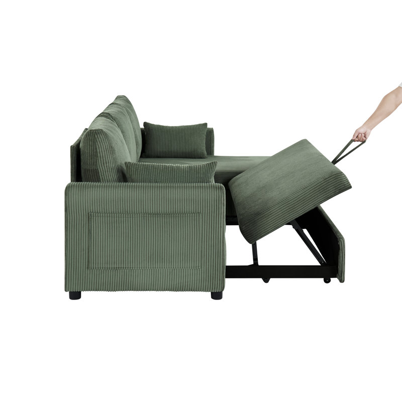 84.65" L Shaped Chaise Lounge Sectional Sofa With Reversible Chaise, Green Velvet