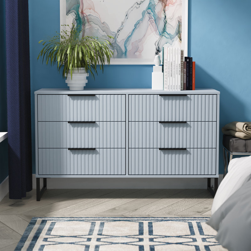 Bernat 115cm W 6 - Drawer Chest of Drawers, Blue