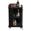 Chariot-bar Baltimore, armoire à deux niveaux avec porte en verre, six casiers à vin
