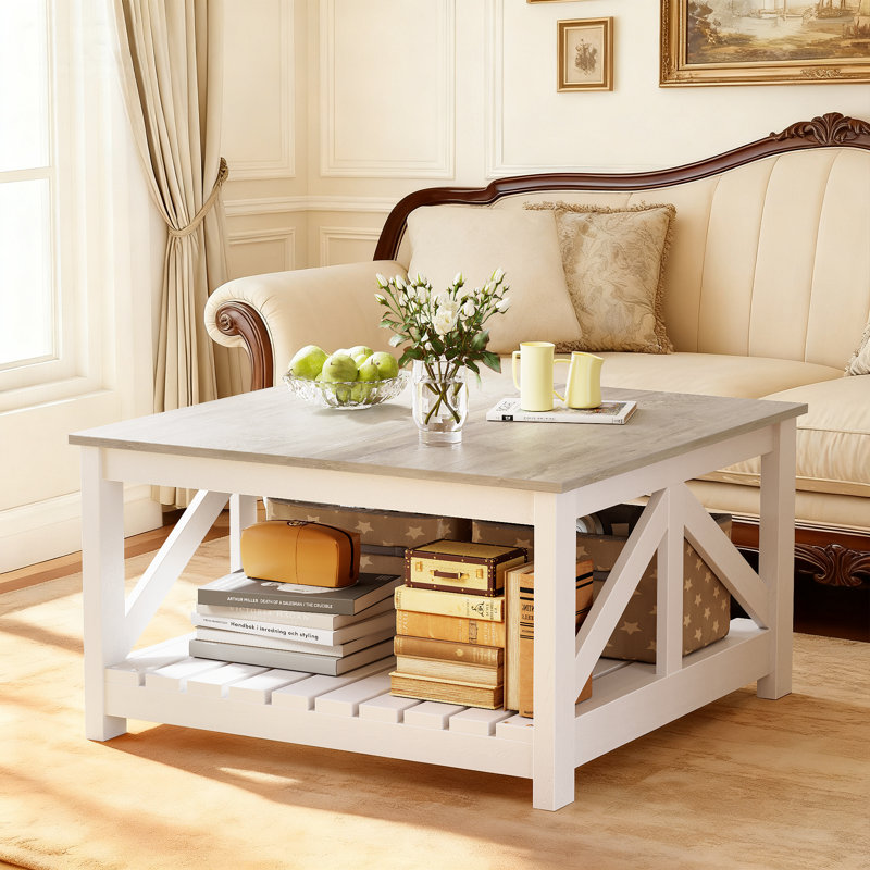 Table basse 31,5 po Farmhouse, Blanc, Gris