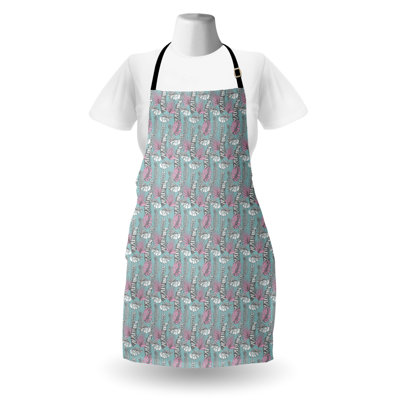 Ambesonne Tropical Apron Unisex Delicate Hawaiian Leaves Adult Size Pale Seafoam Pale Pink