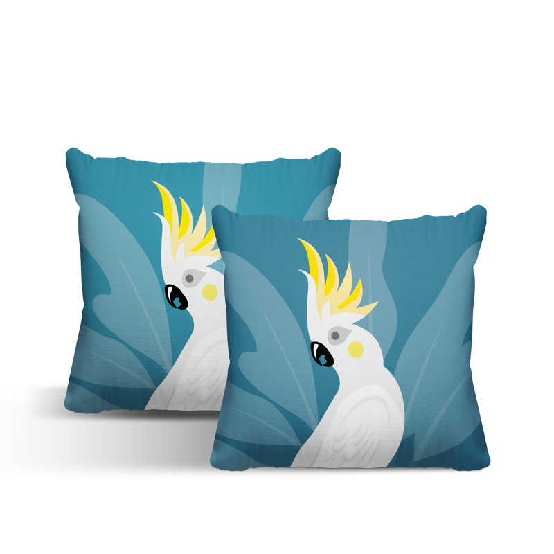 Coussin intérieur / extérieur Catoo Bird, L 17 po x H 17 po, Turquoise