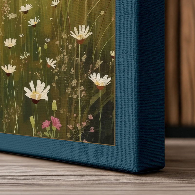 Misty Meadow Botanical - Wrapped Canvas, 24x16 - 61.0 x 40.6 cm, Teal Border
