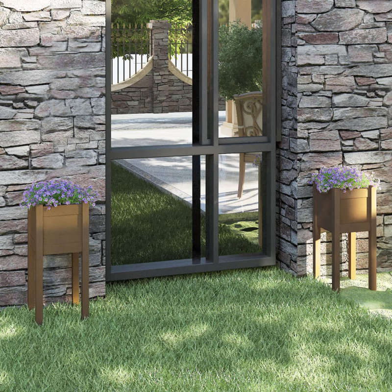 Alastar Wood Elevated Planter, 70cm H x 31cm W x 31cm D, Brown