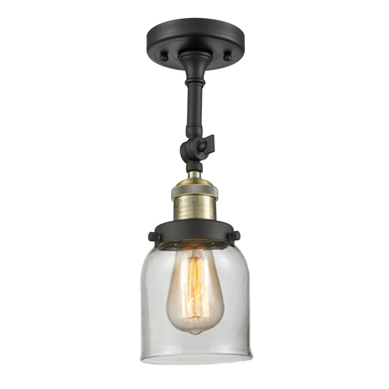 Applique murale 1 lumière 8 po Bell, Ampoule à DEL rétro de 6 watts, Clair, Laiton antique noir