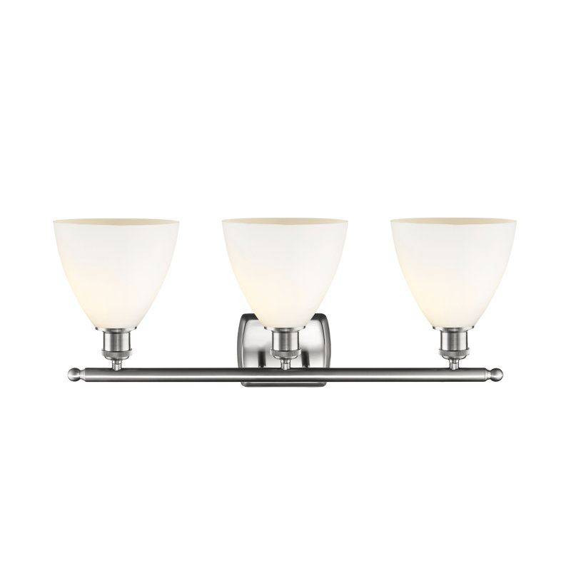 Éclairage pour meuble-lavabo 3 lumières Shauna, Blanc mat, Incandescente, Nickel satiné brossé