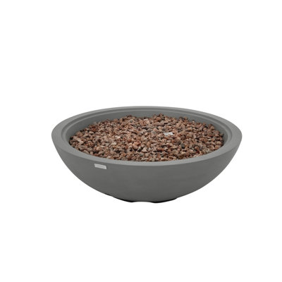 Sol Living Rose Bowl  Fire Pit For Outside Outdoor Firepit Table Firepit Concrete Fire Table Patio Heater Fireplace Lava Rock 60,000 Btus - Light Grey, 48 X 48 Inches
