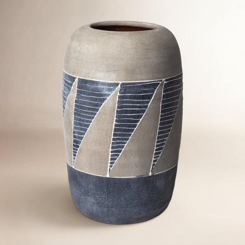 Wells Ceramic Table Vase, Beige/Blue