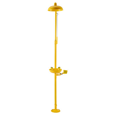 Emergency Shower Eye Wash Station, 34.25 x 15.75 x 91.73 Inch 304 Stainless Steel Eyewash and Shower Combination, OSHA-Approved First Aid Eye Wash Station, Labs, Factories, Yellow