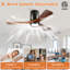 Ventilateur de plafond encastré en bois massif à 3 pales de 42 po avec lumière DEL et télécommande-231659076-231659097