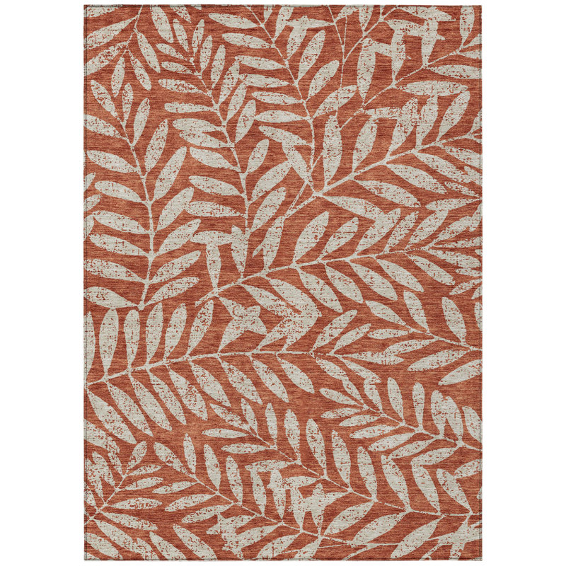 Tapis extérieur lavable floral orange et ivoire 3 pi x 5 pi