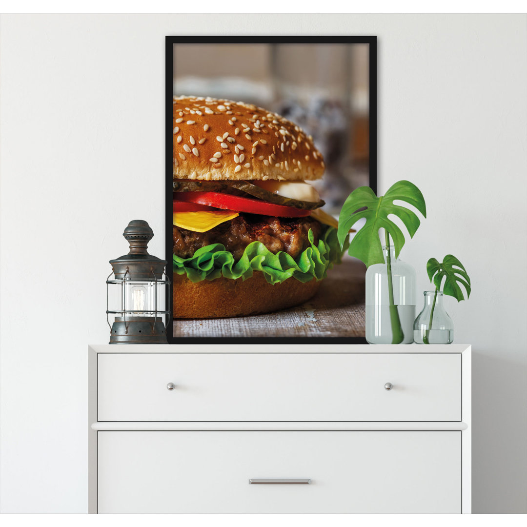 Gerahmtes Poster Hamburger fast food