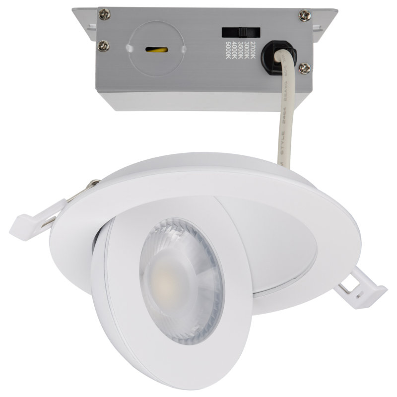 4'' Selectable Color Temperature Dimmable Air-Tight IC Rated LED Canless Recessed Lighting Kit, White
