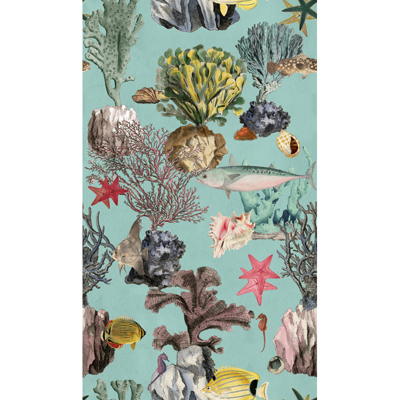 Yuki Osada Floral Wallpaper Double Roll, Light Teal