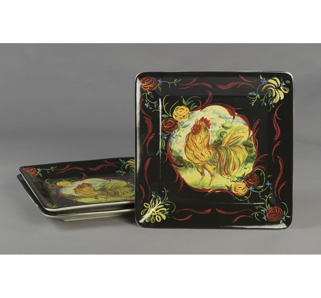 Square Rooster Plate (Set of 3) AA Importing