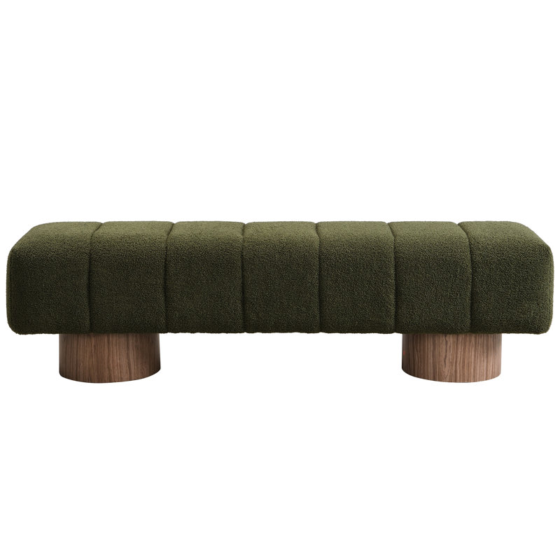 Boucle Fabric Bench, 300 Lbs, No Assembly, Pleasant Seating - Assembly Bench For Living Room And Dining, 11" Foam Core Structure