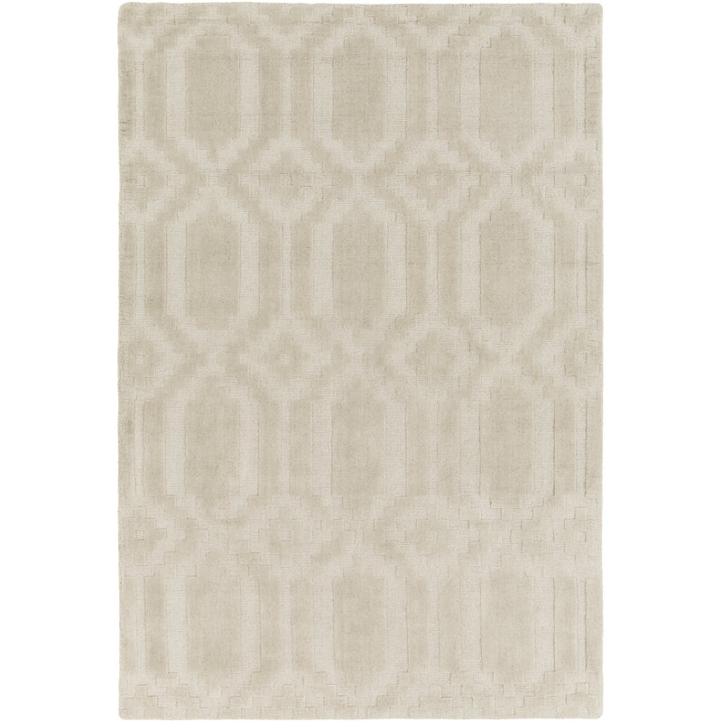 Tapis ivoire en laine fait main géométrique Brack, Rectangle 2 pi x 3 pi