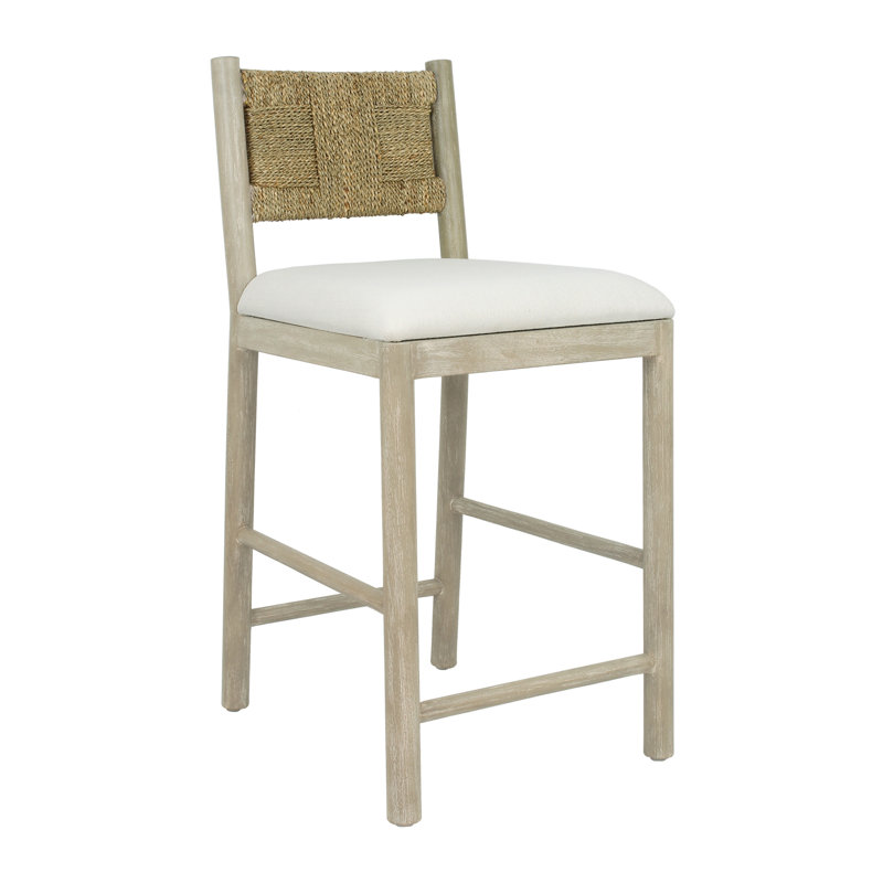Tabouret de bar tissé, Brun clair/blanc