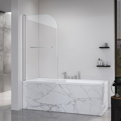 Porte de baignoire avec verre trempé de 1/4 po de 6 mm, 31 po x 55 po, nickel brossé, ouverture à gauche ou à droite, améliore le confort de la salle de bain Porte longue pliante haute, noir mat