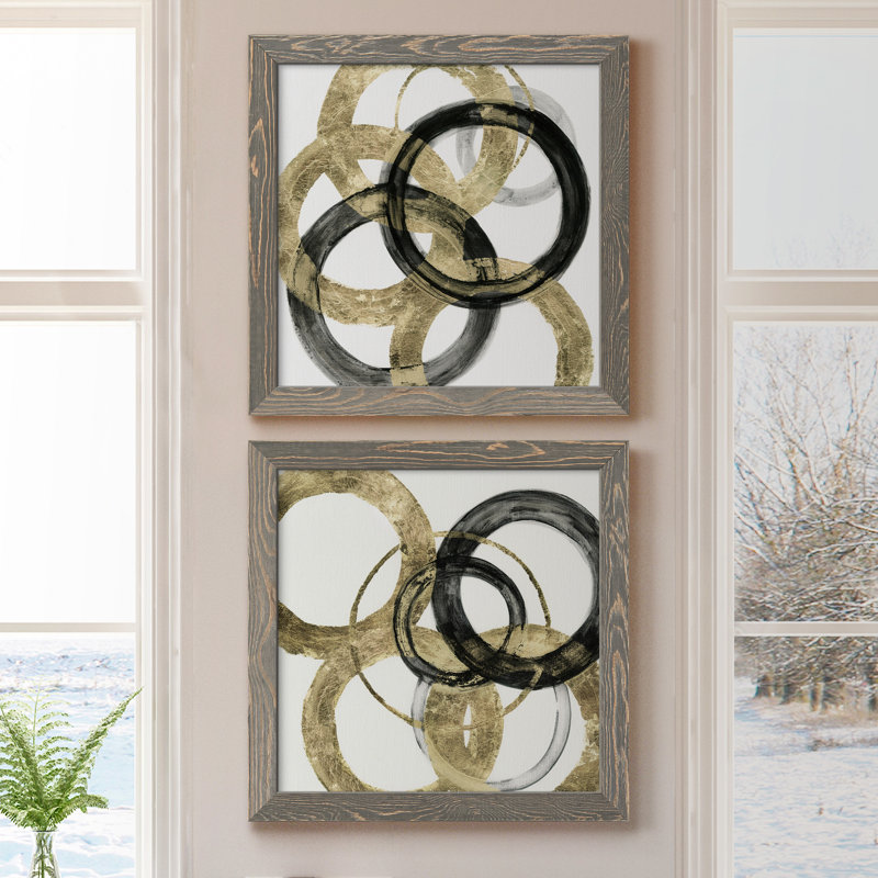 Ring I - ensemble de 2 peintures, H 17 po x l 34 po x P 1,5 po, Cadre en papier gris