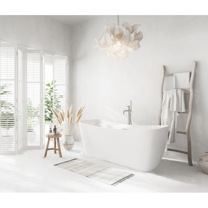 Dezra 59'' x 30.7'' Soaking Bathtub, Brushed Nickel