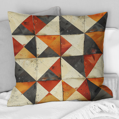 Coussin décoratif brun à motif géométrique I - Mid-Century