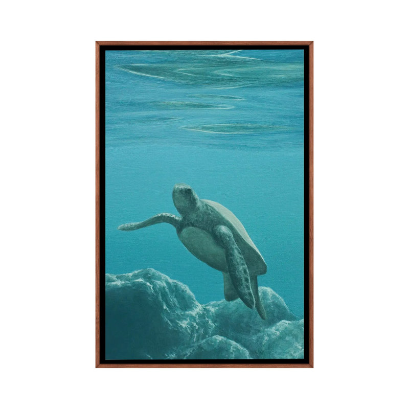 Marée basse - reproduction d'art murale - toile encadrée, 40" x 26", Framed Canvas, Brown