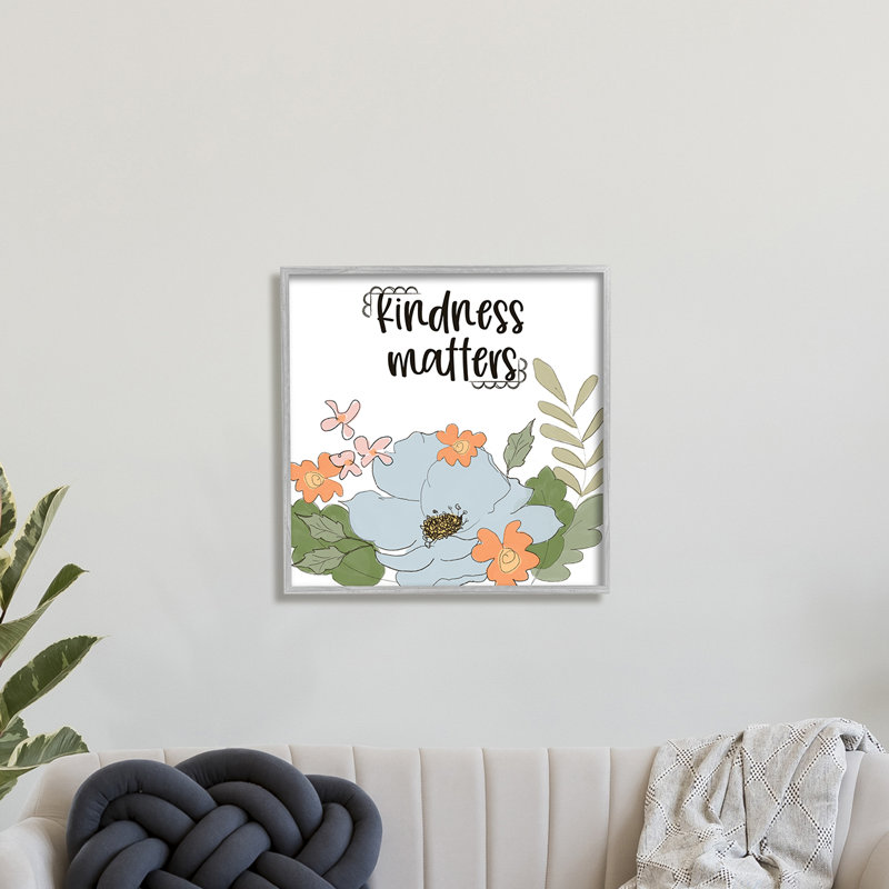 Gentillesse, sentiment, bouquet de fleurs, feuilles vertes, Estampe numérique Farmhouse, H 24 po x l 24 po