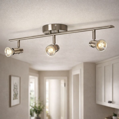 3 Light Track Light In Satin Nickel Finish And Chrome Heads