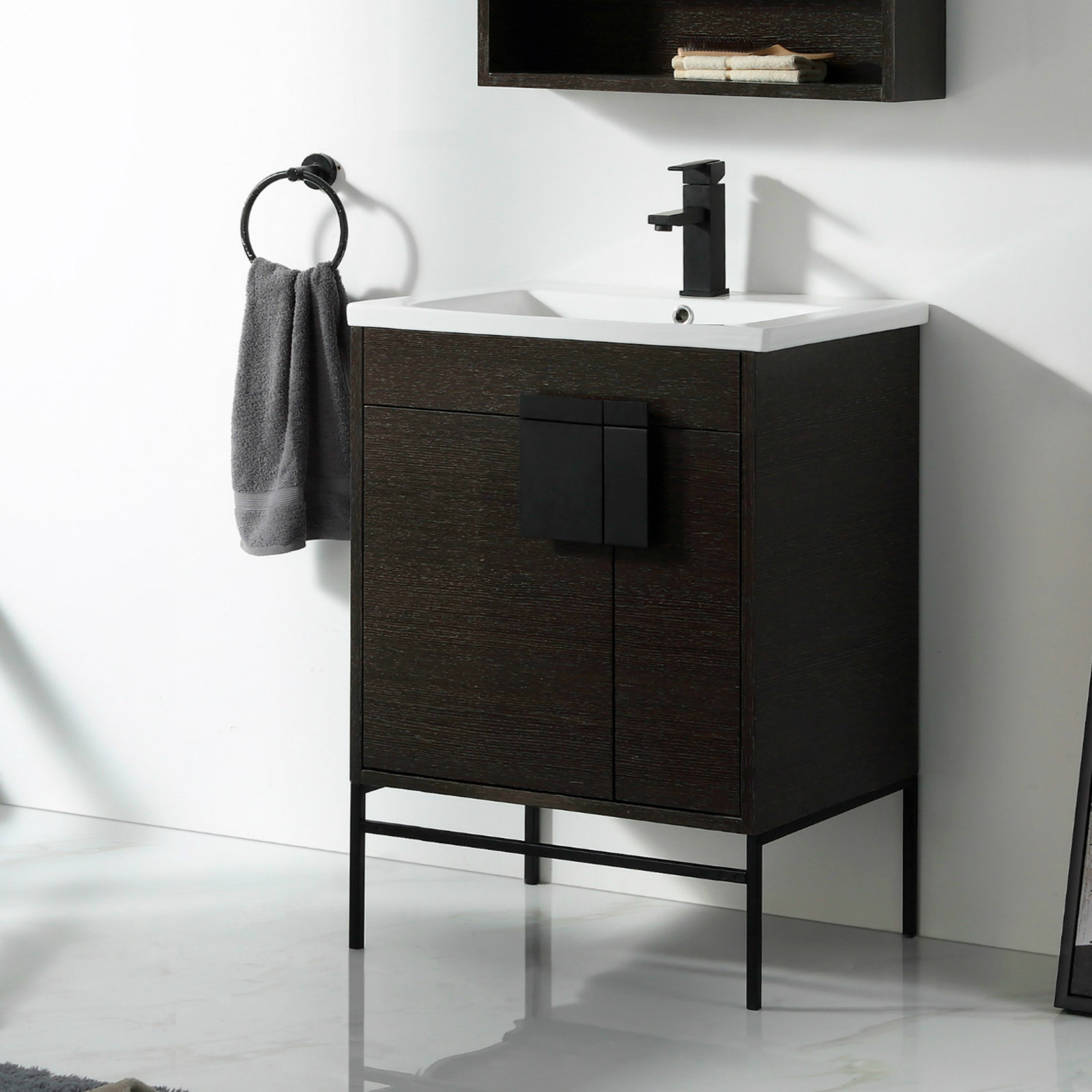 Maisie 24'' Single Bathroom Vanity, Black Matte, Black