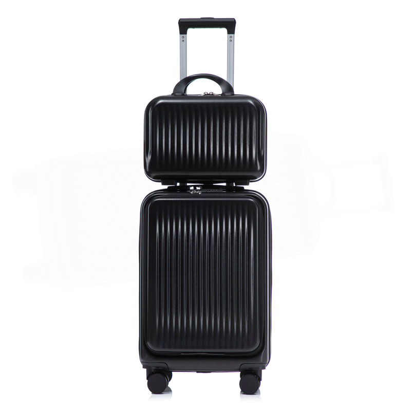 14 "/ 20" 2 pièces / ensemble dans un bagage à roulettes en ABS, avec serrure à combinaison et ouverture avant, étui à cosmétiques 14 "