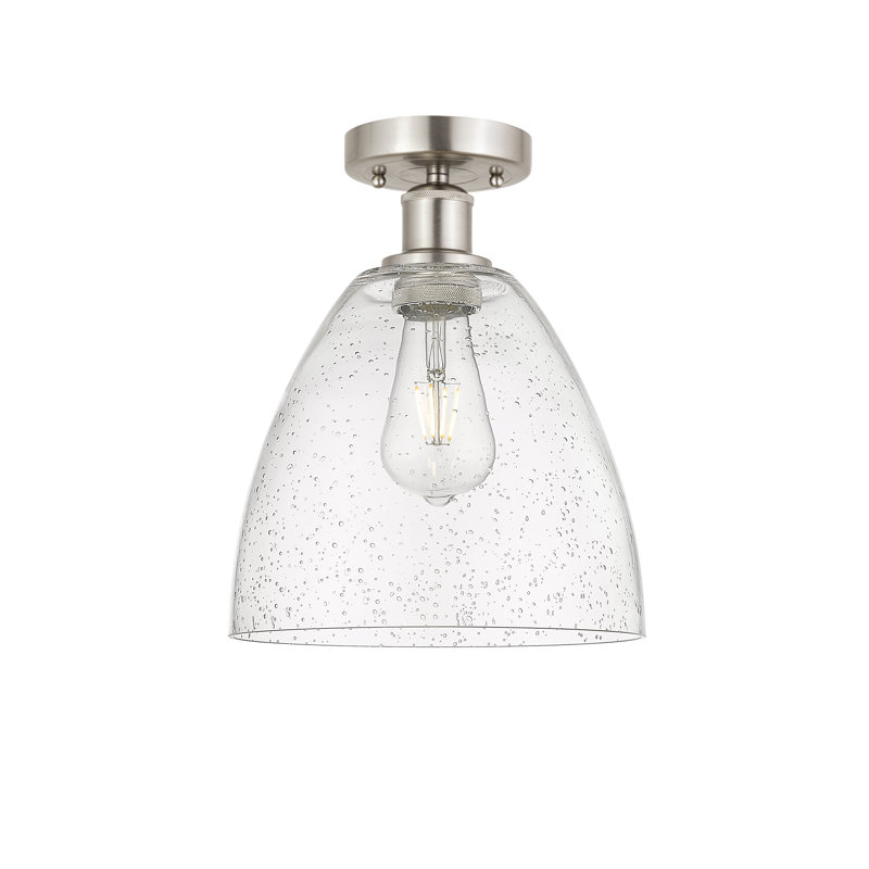 Alleson Glass Semi Flush Mount, 13.25" H x 9" W x 9" D, Brushed Satin Nickel