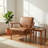Mid Century Modern Genuine Leather Solid Wood Armchair-126018243