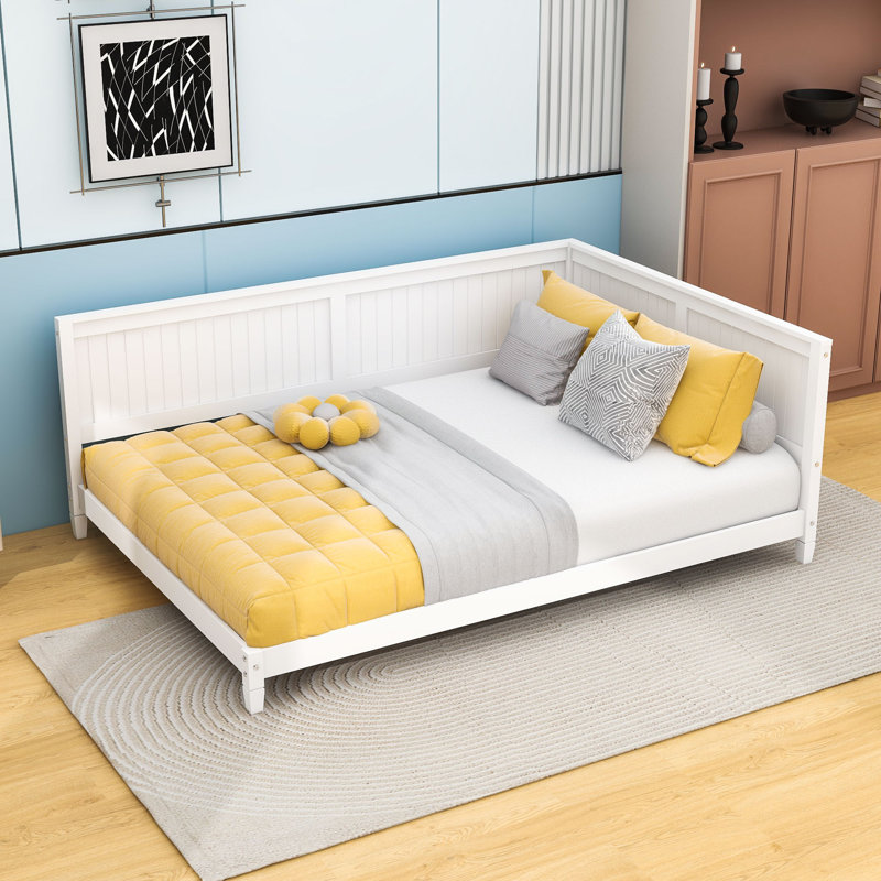 Full Size Wood Daybed with Convertible Sofa Feature, White