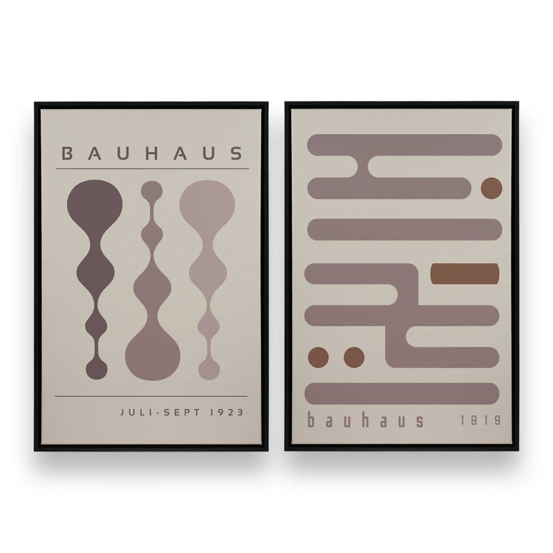 Ensemble de 2 circuits rétro taupe chaud, Cadre flottant noir satiné, H 19 po x l 26 po