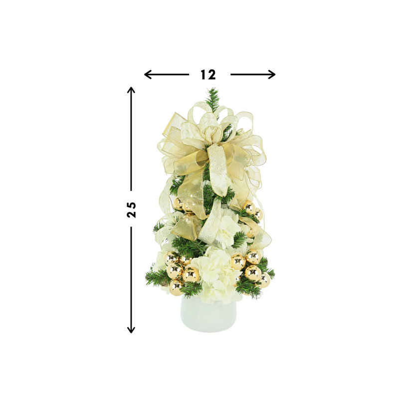 White And Gold Holiday Tree, Cream, 2.08