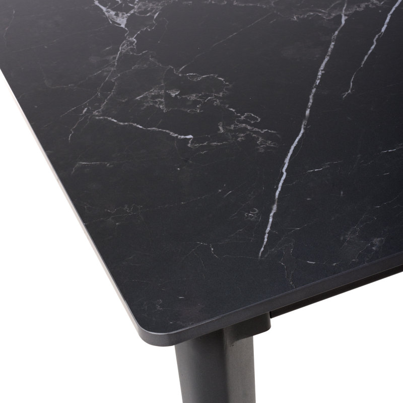 Buisan Stone Top Metal Base Dining Table, Black