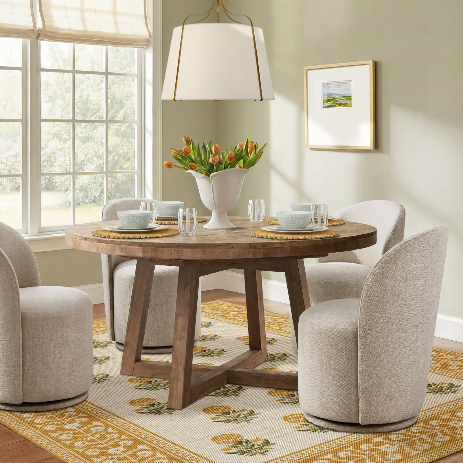 Pelia 60" Extendable Pine Dining Table, Rustic Natural